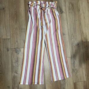 Urban Rebel Striped Multicolor Women's Dress Pants Medium Paper Bag Style Waist